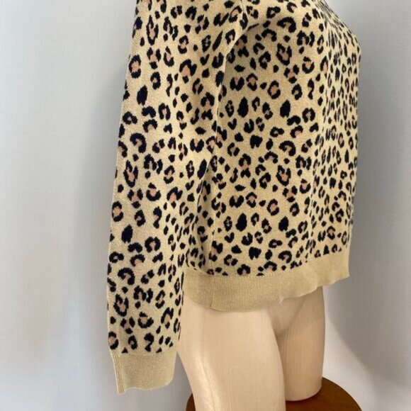 J. Crew Women's Size Medium Animal Leopard Print Pullover Cotton Sweater Top - Picture 4 of 11